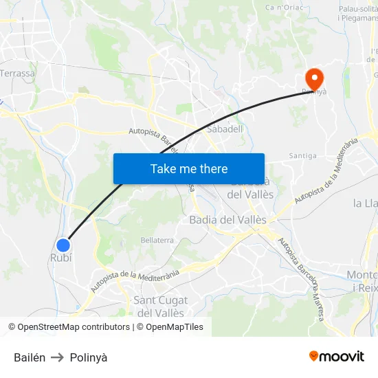 Bailén to Polinyà map