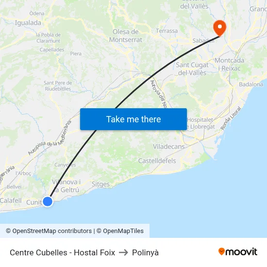 Centre Cubelles - Hostal Foix to Polinyà map