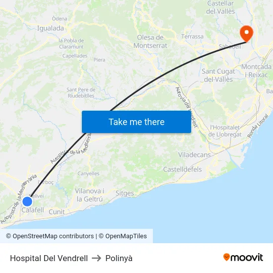 Hospital Del Vendrell to Polinyà map