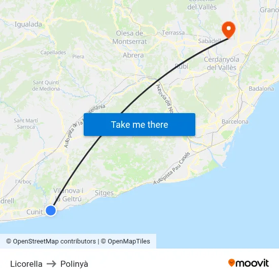 Licorella to Polinyà map