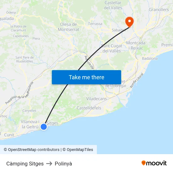 Càmping Sitges to Polinyà map
