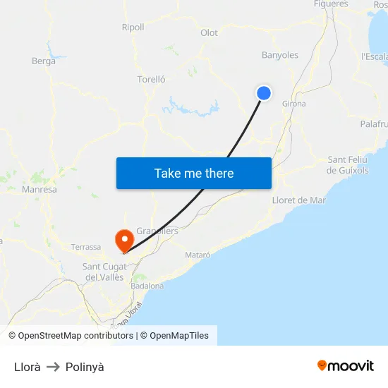 Llorà to Polinyà map