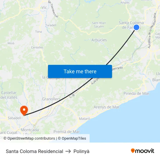 Santa Coloma Residencial to Polinyà map