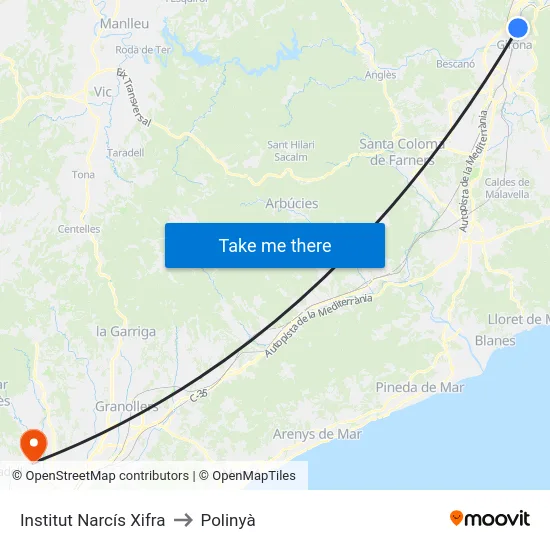 Institut Narcís Xifra to Polinyà map