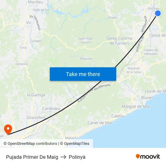 Pujada Primer De Maig to Polinyà map