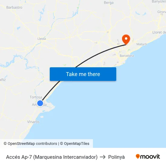 Accés Ap-7 (Marquesina Intercanviador) to Polinyà map