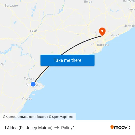 L'Aldea (Pl. Josep Maimó) to Polinyà map