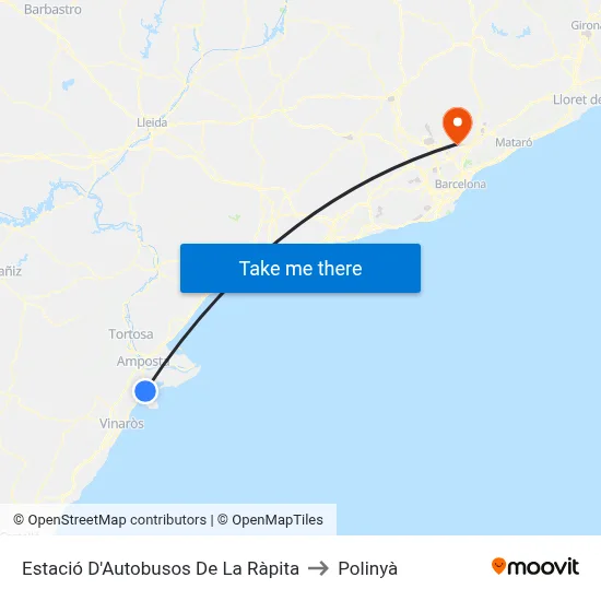Estació D'Autobusos De La Ràpita to Polinyà map