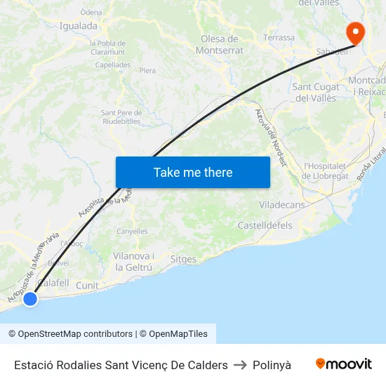 Estació Rodalies Sant Vicenç De Calders to Polinyà map