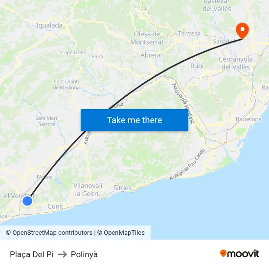 Plaça Del Pi to Polinyà map