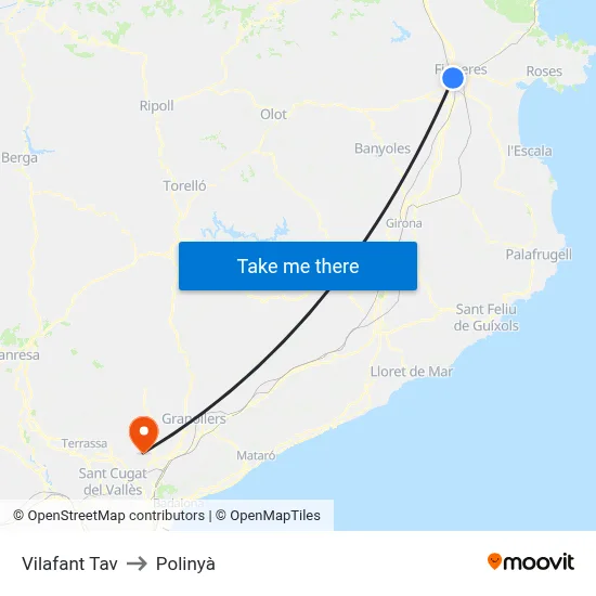 Vilafant Tav to Polinyà map