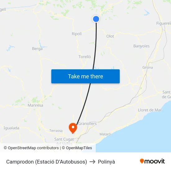 Camprodon  (Estació D’Autobusos) to Polinyà map
