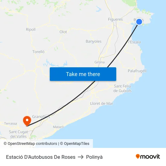 Estació D'Autobusos De Roses to Polinyà map