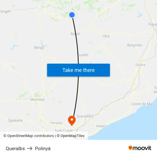 Queralbs to Polinyà map