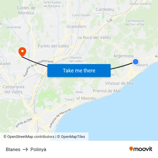 Blanes to Polinyà map