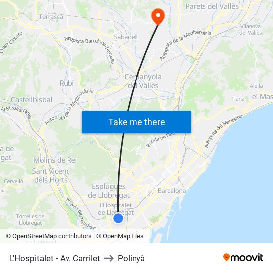 L'Hospitalet - Av. Carrilet to Polinyà map