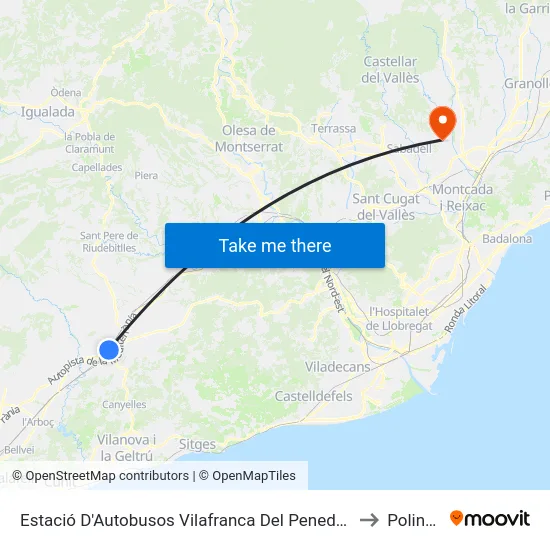 Estació D'Autobusos Vilafranca Del Penedès to Polinyà map