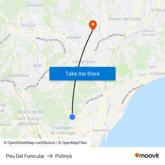 Peu Del Funicular to Polinyà map