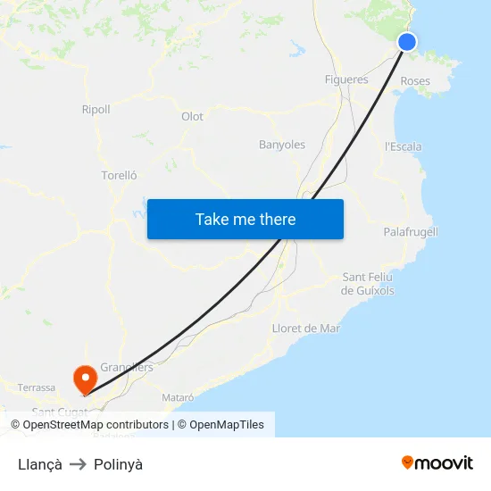 Llançà to Polinyà map