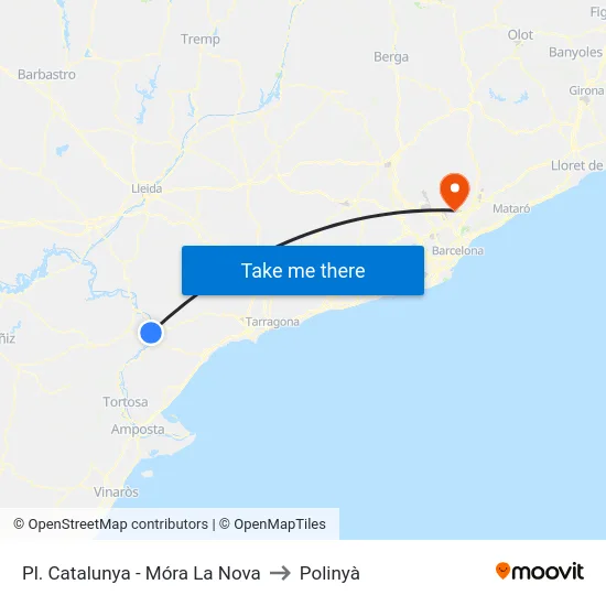 Pl. Catalunya - Móra La Nova to Polinyà map