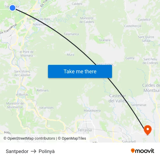 Santpedor to Polinyà map