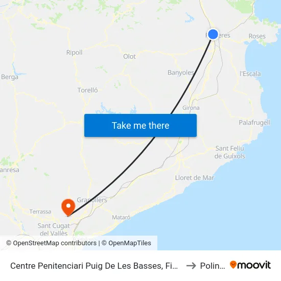 Centre Penitenciari Puig De Les Basses, Figueres to Polinyà map