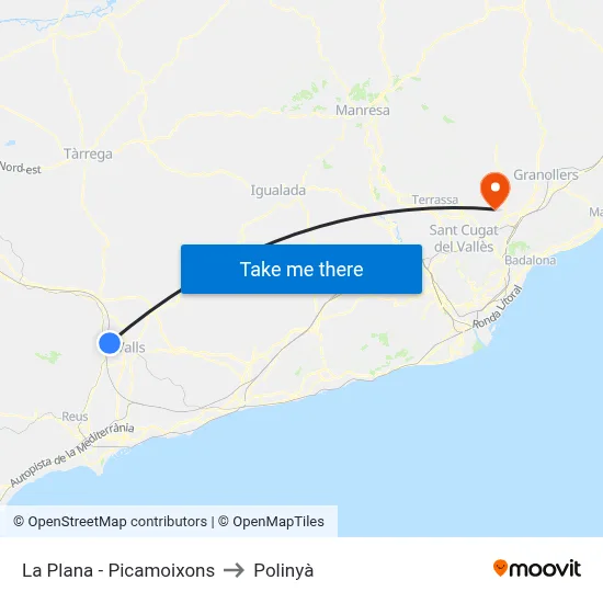 La Plana - Picamoixons to Polinyà map