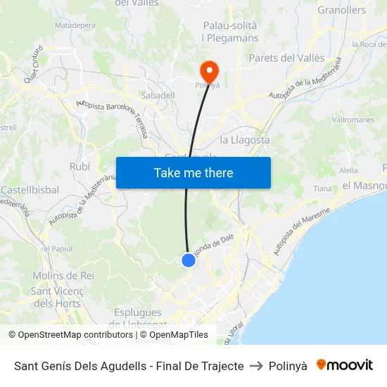 Sant Genís Dels Agudells - Final De Trajecte to Polinyà map