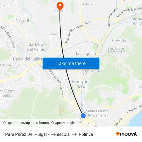 Pare Pérez Del Pulgar - Peníscola to Polinyà map
