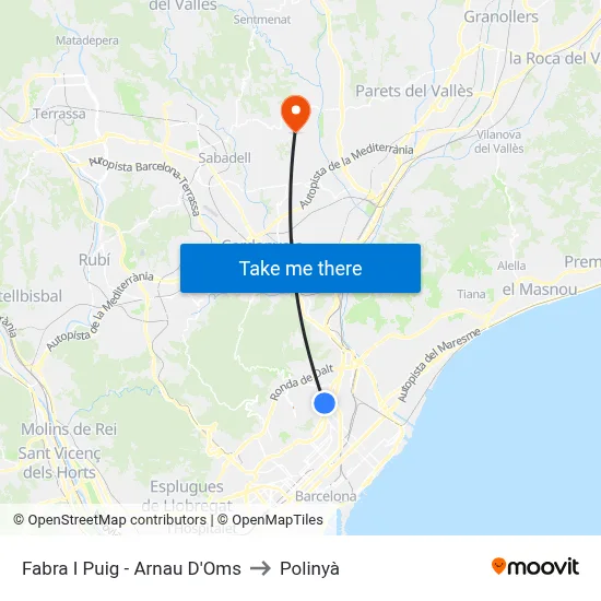 Fabra I Puig - Arnau D'Oms to Polinyà map