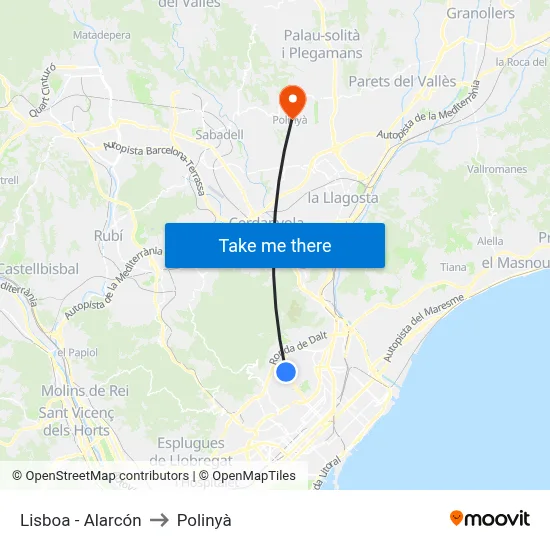 Lisboa - Alarcón to Polinyà map