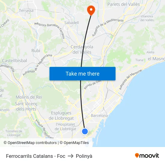 Ferrocarrils Catalans - Foc to Polinyà map