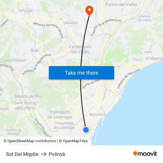Sot Del Migdia to Polinyà map
