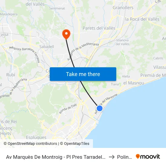 Av Marquès De Montroig - Pl Pres Tarradellas to Polinyà map