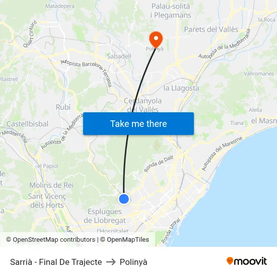 Sarrià - Final De Trajecte to Polinyà map