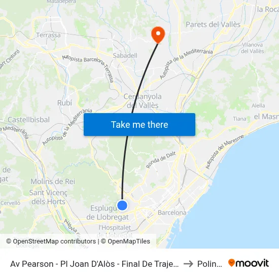 Av Pearson - Pl Joan D'Alòs - Final De Trajecte to Polinyà map