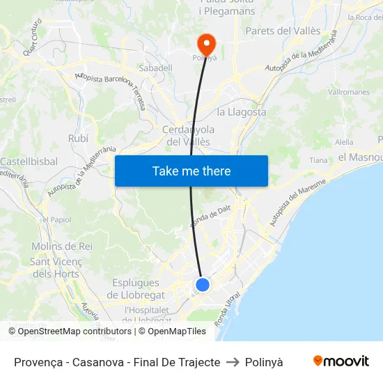 Provença - Casanova - Final De Trajecte to Polinyà map