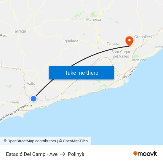 Estació Del Camp - Ave to Polinyà map