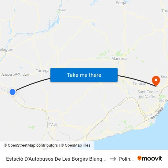 Estació D'Autobusos De Les Borges Blanques to Polinyà map