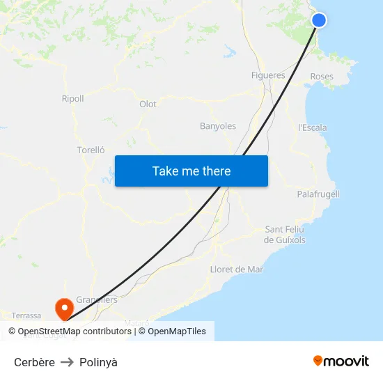Cerbère to Polinyà map