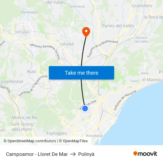 Campoamor - Lloret De Mar to Polinyà map