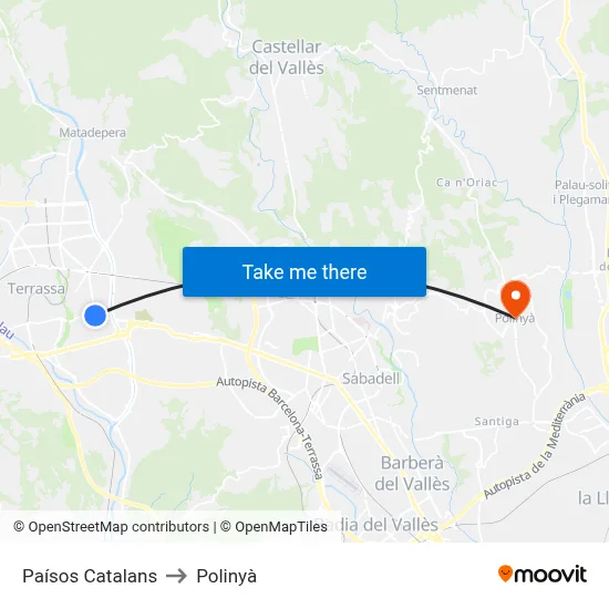 Paísos Catalans to Polinyà map