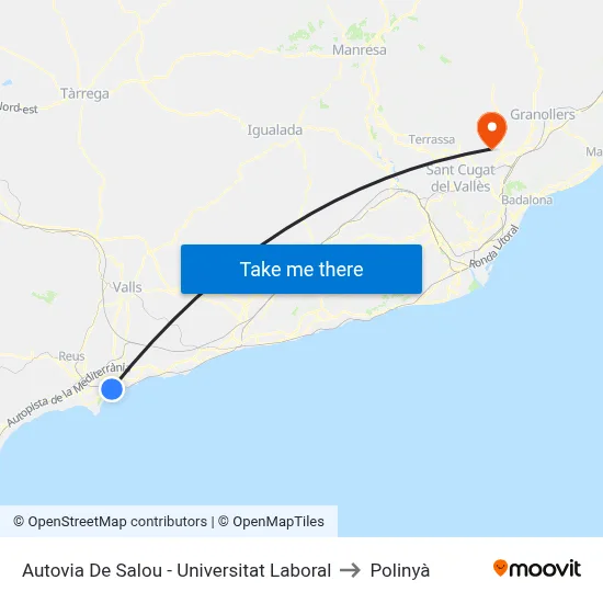 Autovia De Salou - Universitat Laboral to Polinyà map