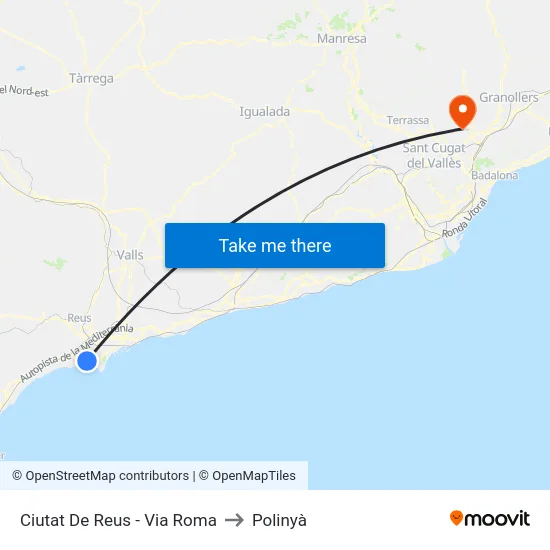 Ciutat De Reus - Via Roma to Polinyà map