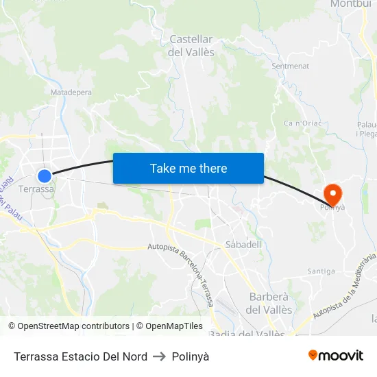 Terrassa Estacio Del Nord to Polinyà map