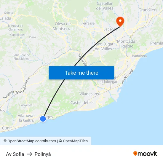 Av Sofia to Polinyà map