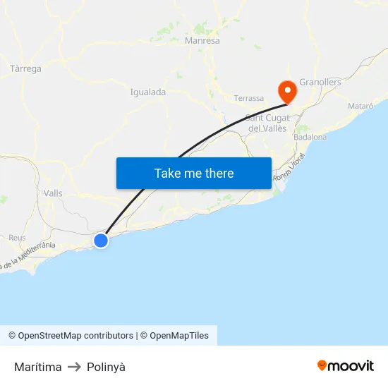 Marítima to Polinyà map