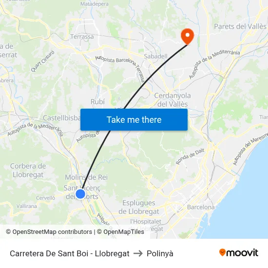 Carretera De Sant Boi - Llobregat to Polinyà map