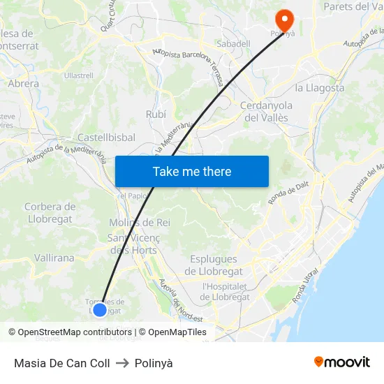 Masia De Can Coll to Polinyà map