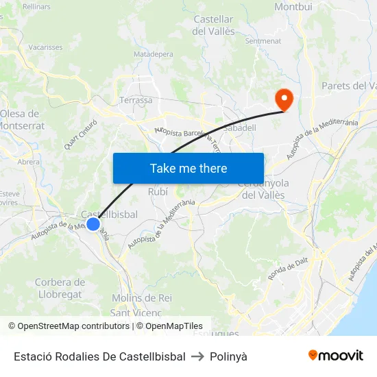 Estació Rodalies De Castellbisbal to Polinyà map